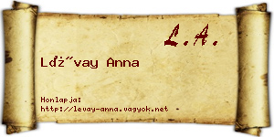 Lévay Anna névjegykártya